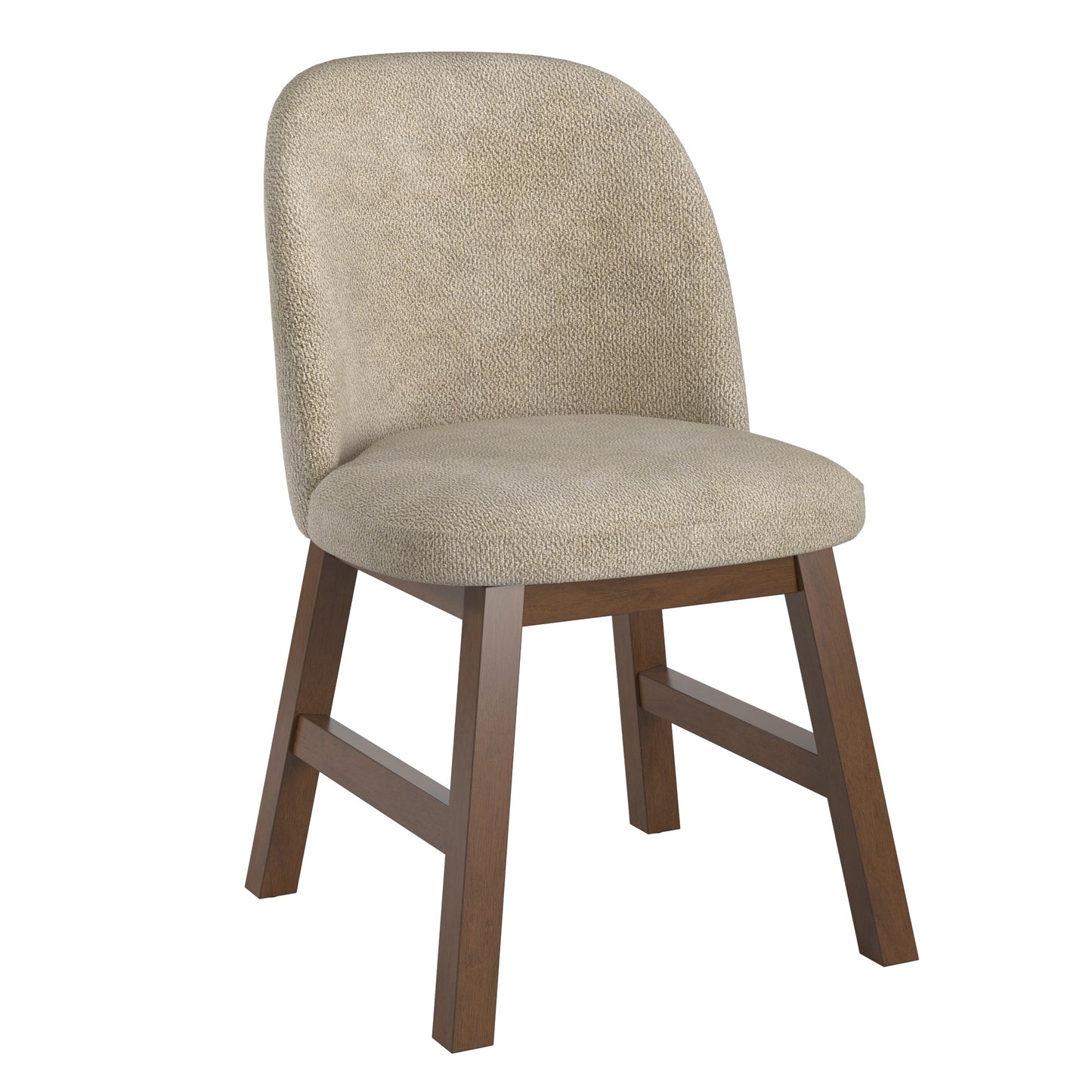 Wood Finish Taupe Fabric Curved Low Back Dining Chair (Set of 2) - Walnut