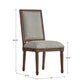 Rectangular Linen and Wood Dining Chairs (Set of 2) - Gray Linen, Brown Finish