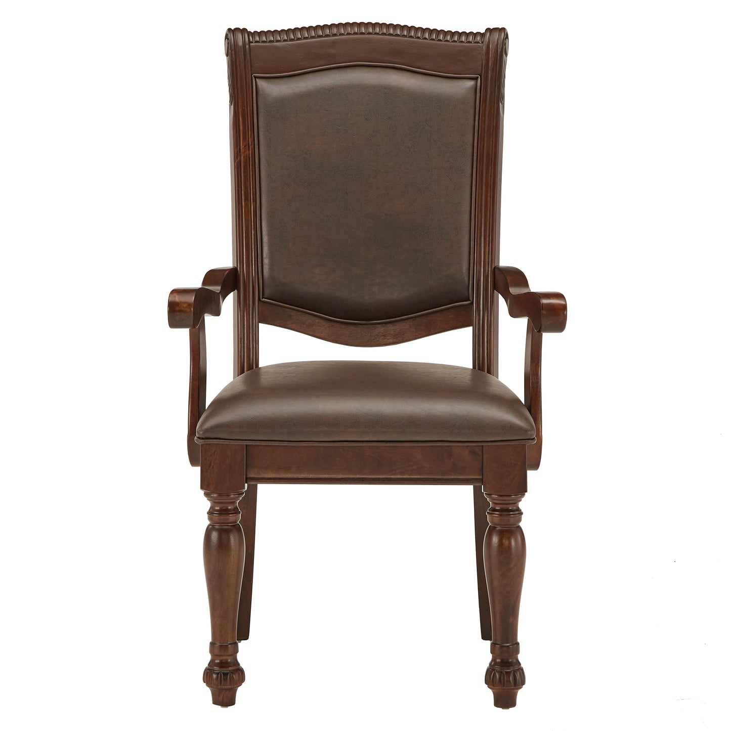 Brown Faux Leather Dining Chairs (Set of 2) - Arm Chairs