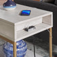 Two-Tone Rectangular End Table with USB Port - White Finish