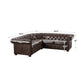 5-Seat L-Shaped Chesterfield Sectional Sofa - Brown Bonded Leather