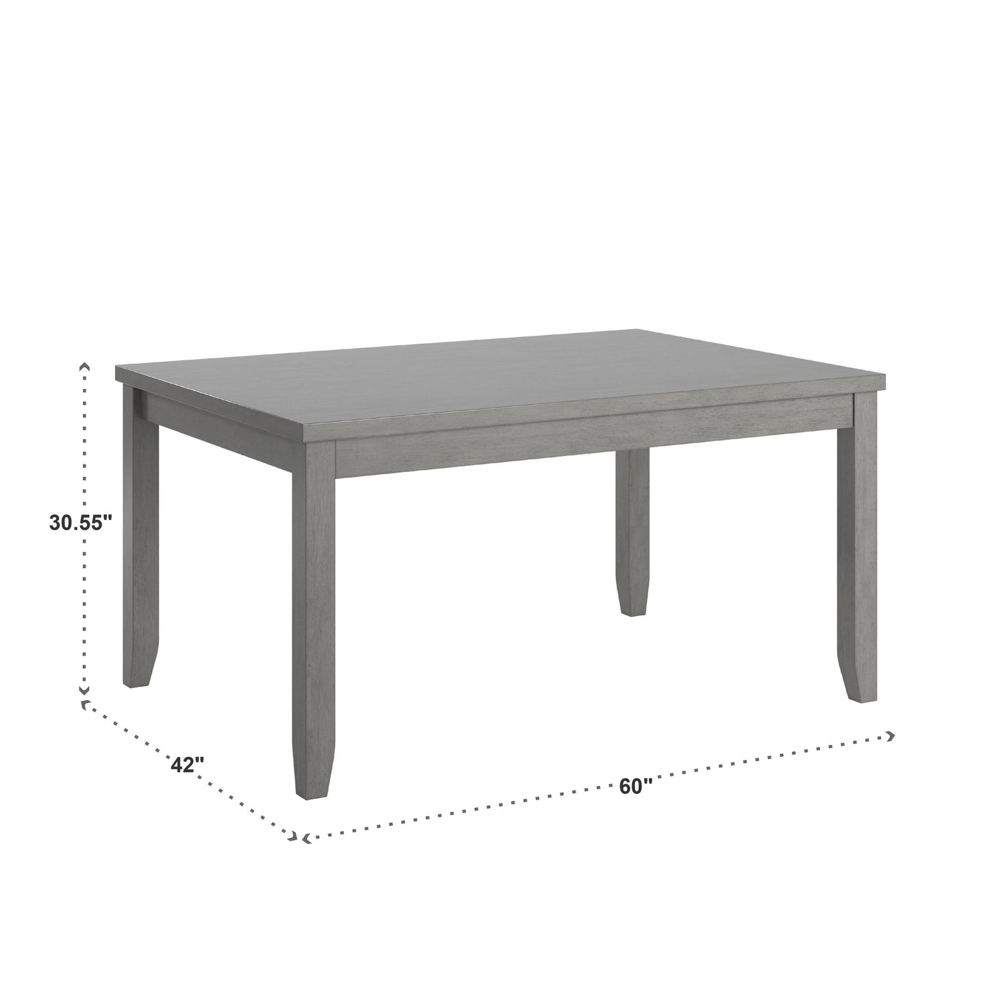 Solid Wood Rectangular Dining Table with Two Drawers - Antique Gray