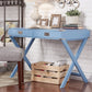 X-Base Wood Accent Campaign Writing Desk - Blue