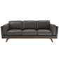 Dark Oak and Gray Oxford All Leather Sofa