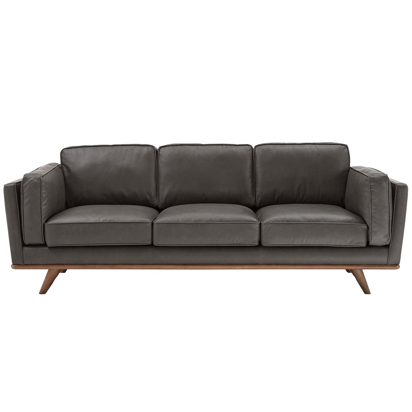 Dark Oak and Gray Oxford All Leather Sofa