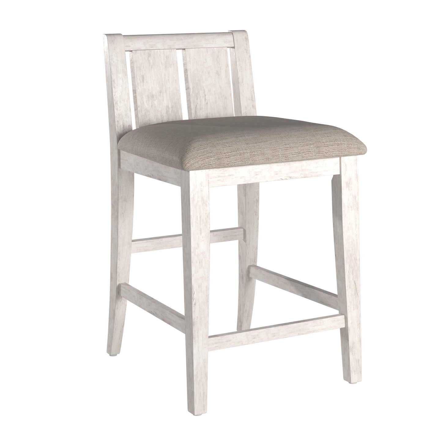 Two-Tone Fabric Counter Height Chairs (Set of 2) - Whita Finish, Gray Fabric