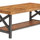 Rustic X-Base Accent Tables - Oak Finish, End Table and Coffee Table Set