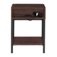 Two-Tone Rectangular End Table with USB Port - Walnut Finish