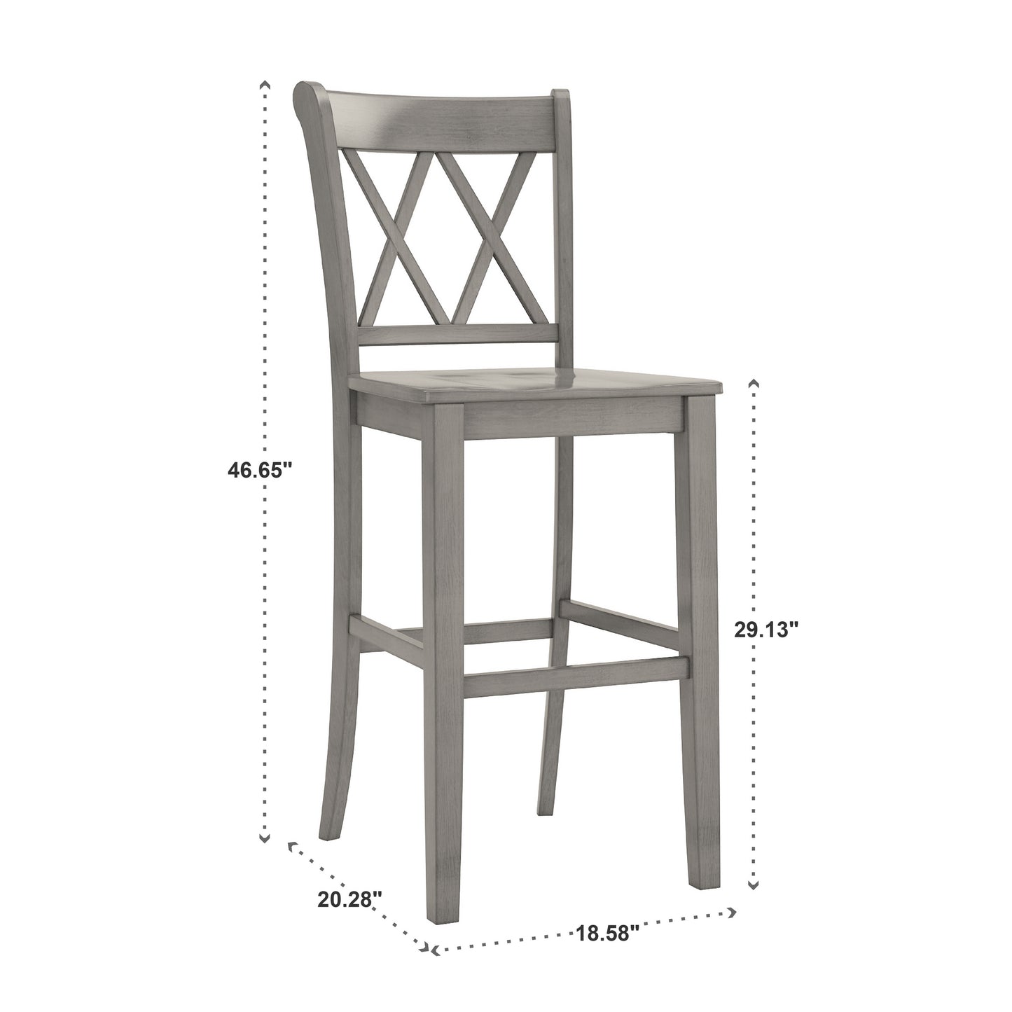 X-Back Bar Height Chairs (Set of 2) - Antiqua Gray Finish