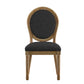 Round Linen and Wood Dining Chairs (Set of 2) - Dark Gray Linen, Natural Finish