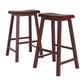 Saddle Seat 29" Bar Height Backless Stools (Set of 2) - Antique Berry Red Finish