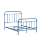 Antique Graceful Victorian Iron Metal Bed - Blue Steel, Full (Full Size)