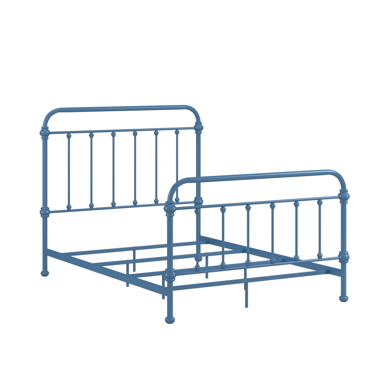 Antique Graceful Victorian Iron Metal Bed - Blue Steel, Full (Full Size)