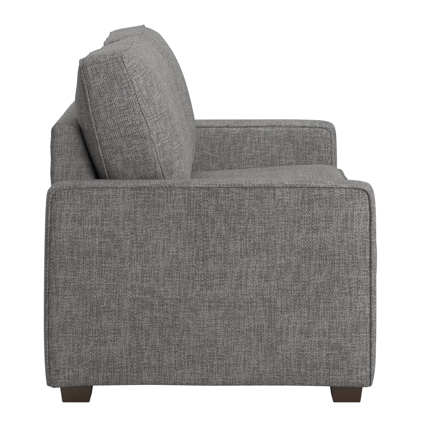 Modern Fabric Upholstered Square Arm Sofa - Sofa, Gray Woven Fabric