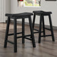 Saddle Seat 24" Counter Height Backless Stools (Set of 2) - Black Sand-Through Finish