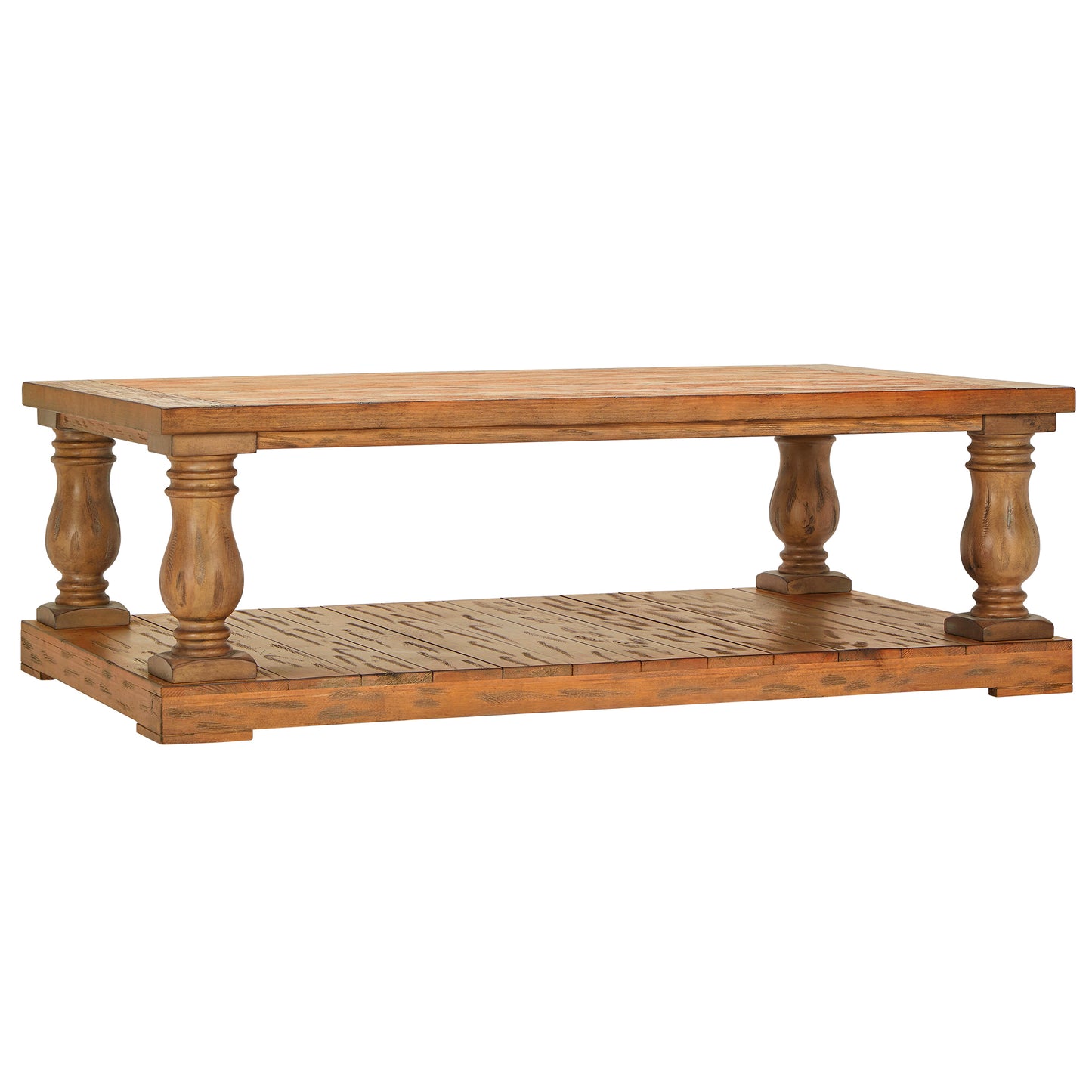 Baluster 60-inch Reclaimed Wood Coffee Table - Light Natural Finish