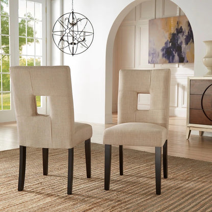 Keyhole Back Dining Chairs (Set of 2) - Beige Linen