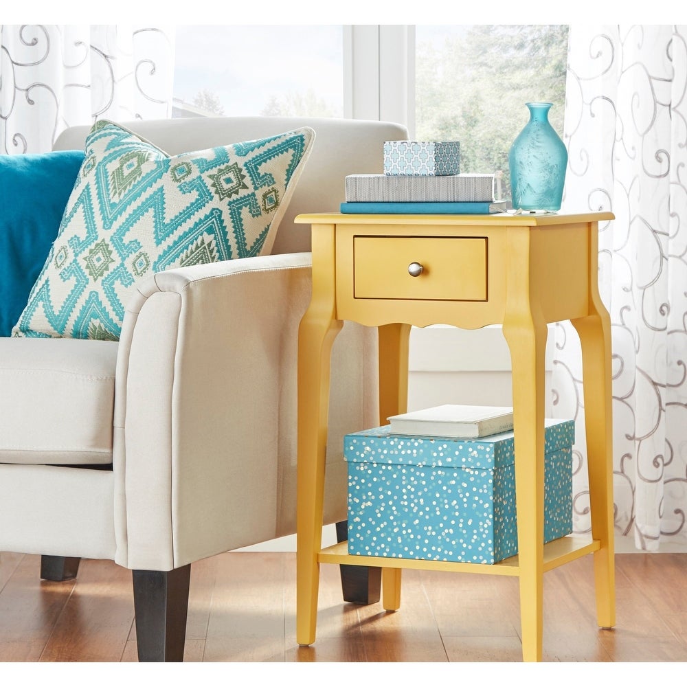 1-Drawer Wood Storage End Table - Banana Yellow