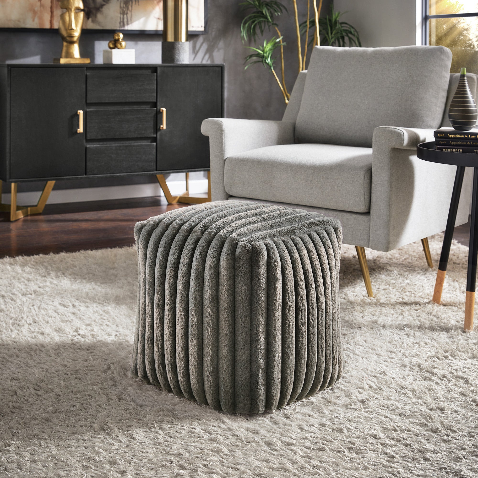 Grey velvet square pouf/ floor deals pouf