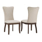 Fabric Wingback Dining Chairs (Set of 2) - Beige Fabric, Dark Cherry Finish