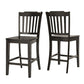 Slat Back Wood Counter Height Chairs (Set of 2) - Antique Black Finish