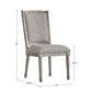 Ornate Linen and Wood Dining Chairs (Set of 2) - Gray Linen, Antique Gray Oak Finish