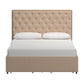 Nailhead Linen Headboard Storage Platform Bed - Beige Linen, Full (Full Size)