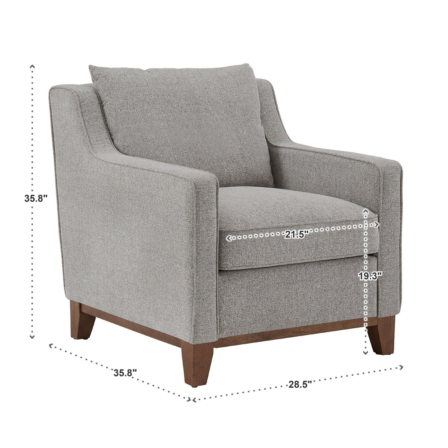 Fabric Chair with Down Feather Cushions - Gray