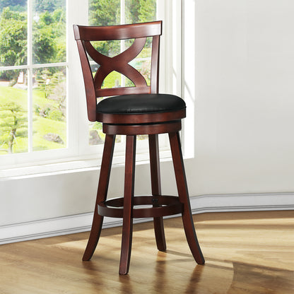 Cherry X-Back Swivel High Back Stool - Bar Height