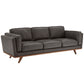 Dark Oak and Gray Oxford All Leather Sofa