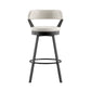 Faux Leather Metal Swivel 29" Bar Height Stools (Set of 2) - White