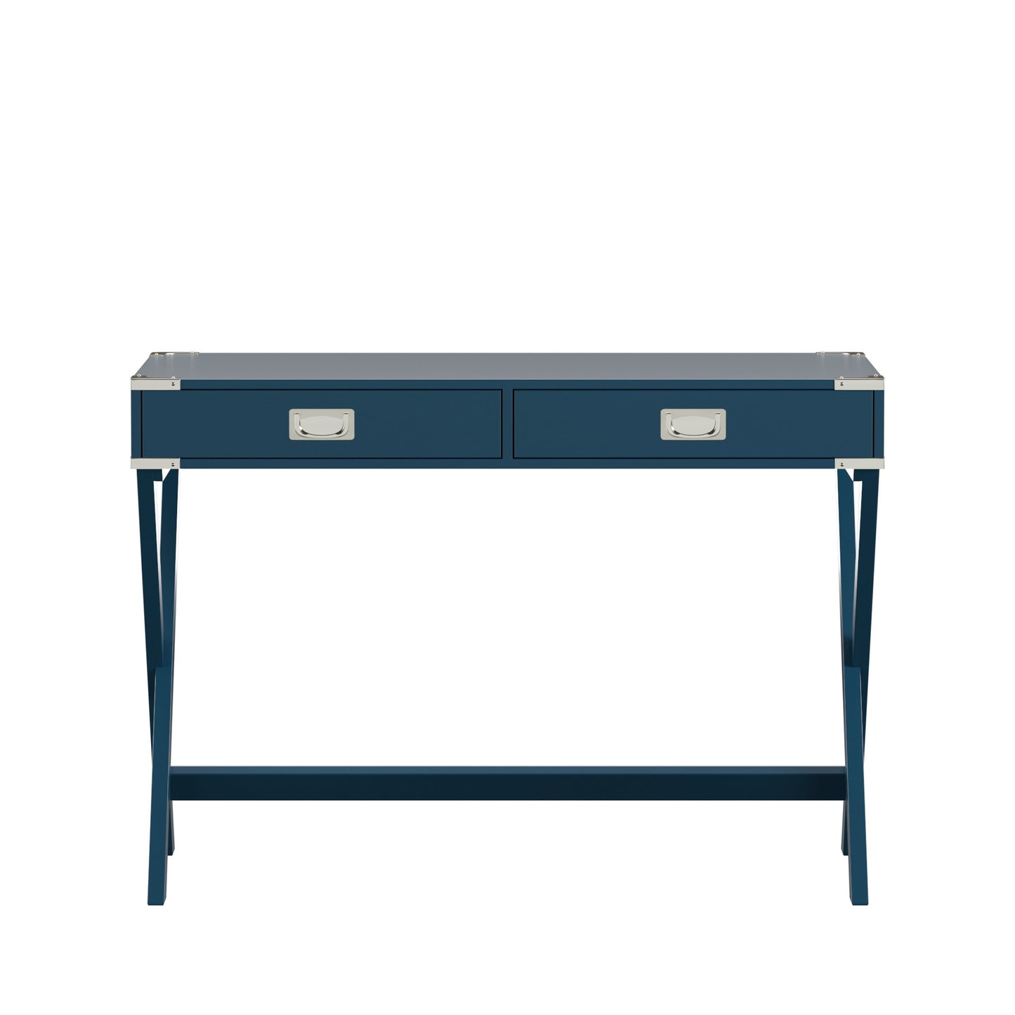 X-Base Wood Accent Campaign Writing Desk - Blue Steel