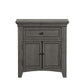 1-Drawer Wood Cupboard Nightstand with Charging Station - Gray