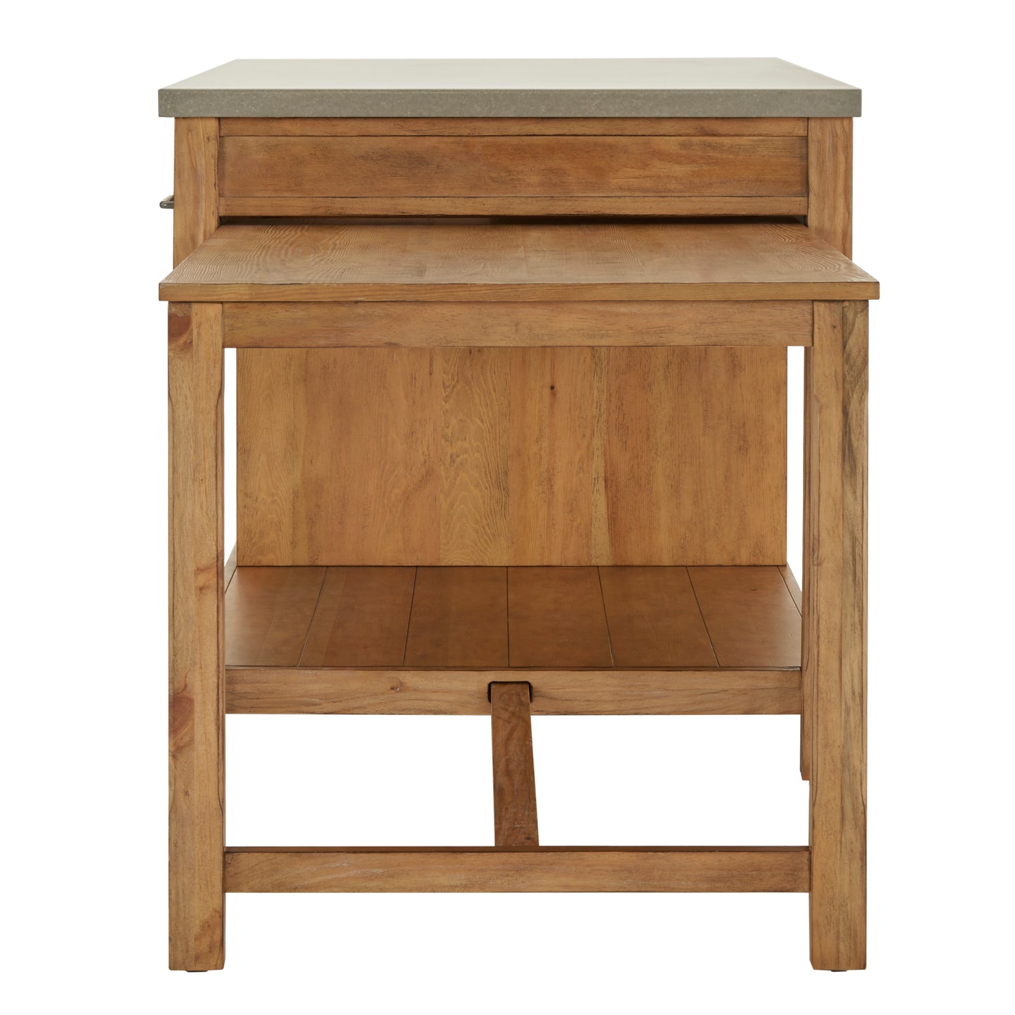 Reclaimed Look Extendable Kitchen Island - Natural Finish, Concrete Veneer Top