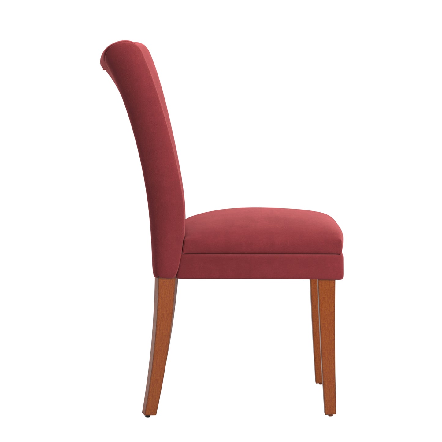 Upholstered Parsons Dining Chairs (Set of 2) - Cherry Finish, Red Microfiber