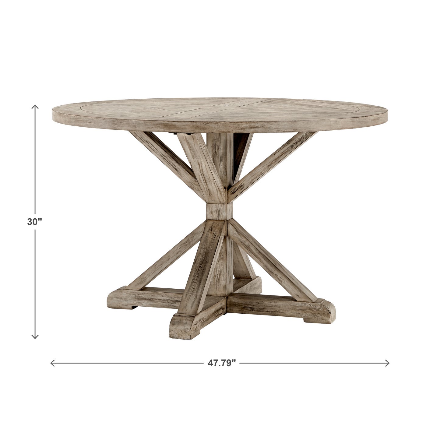 Rustic X-Base Round Pine Finish Dining Table - Antique Gray Finish, 48-inch