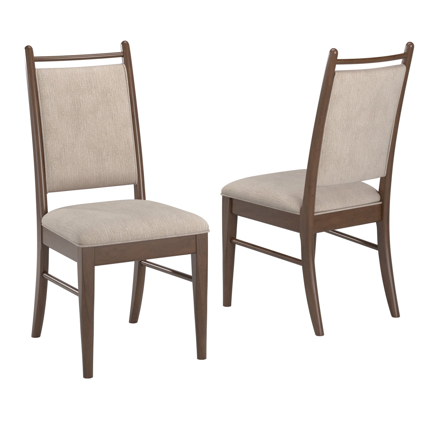 Wood Finish Beige Fabric Dining Chair (Set of 2) - Walnut