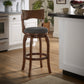 29-Inch High Back Swivel Bar Stool - Dark Gray Linen