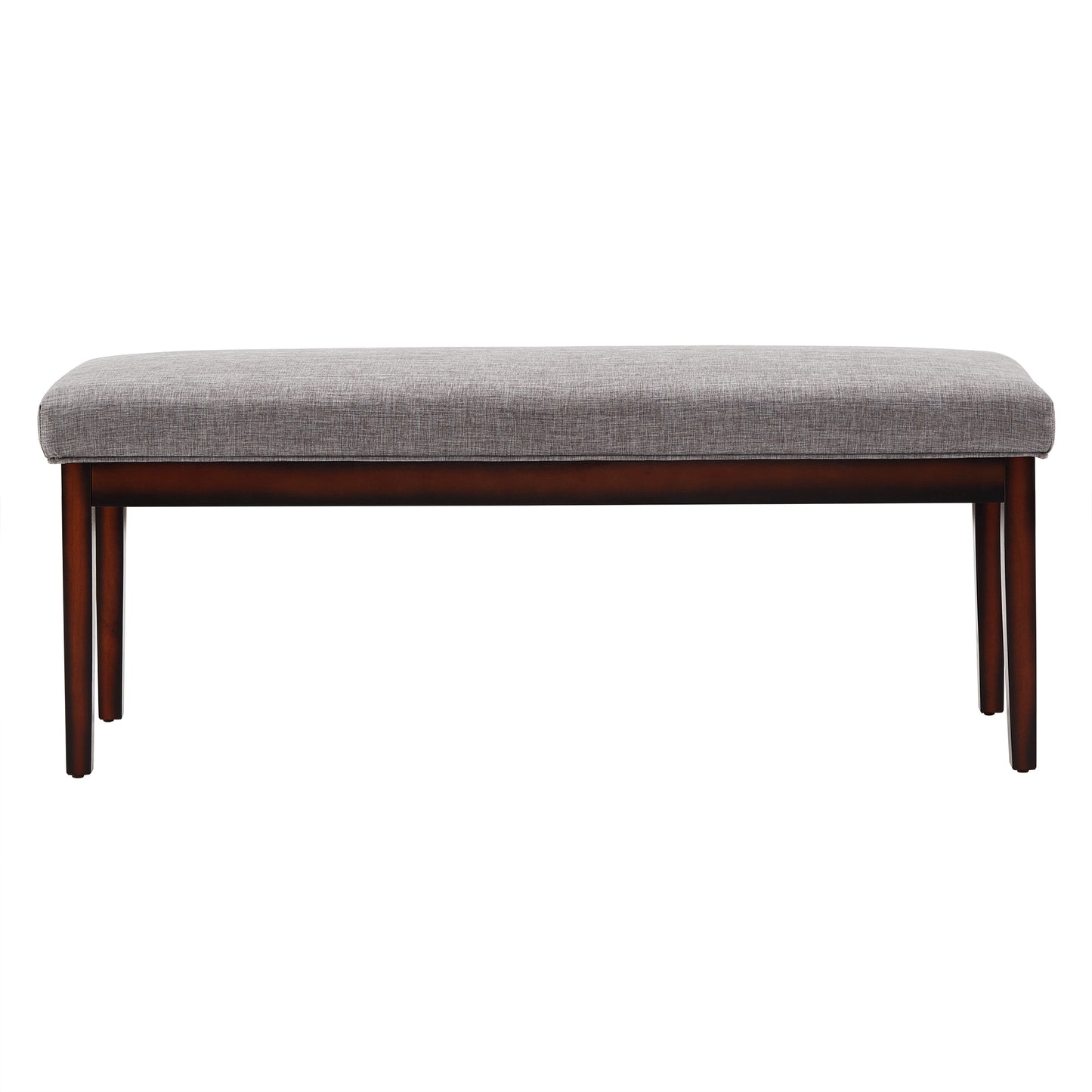 Upholstered Espresso Finish Bench - Esprasso Finish, Gray