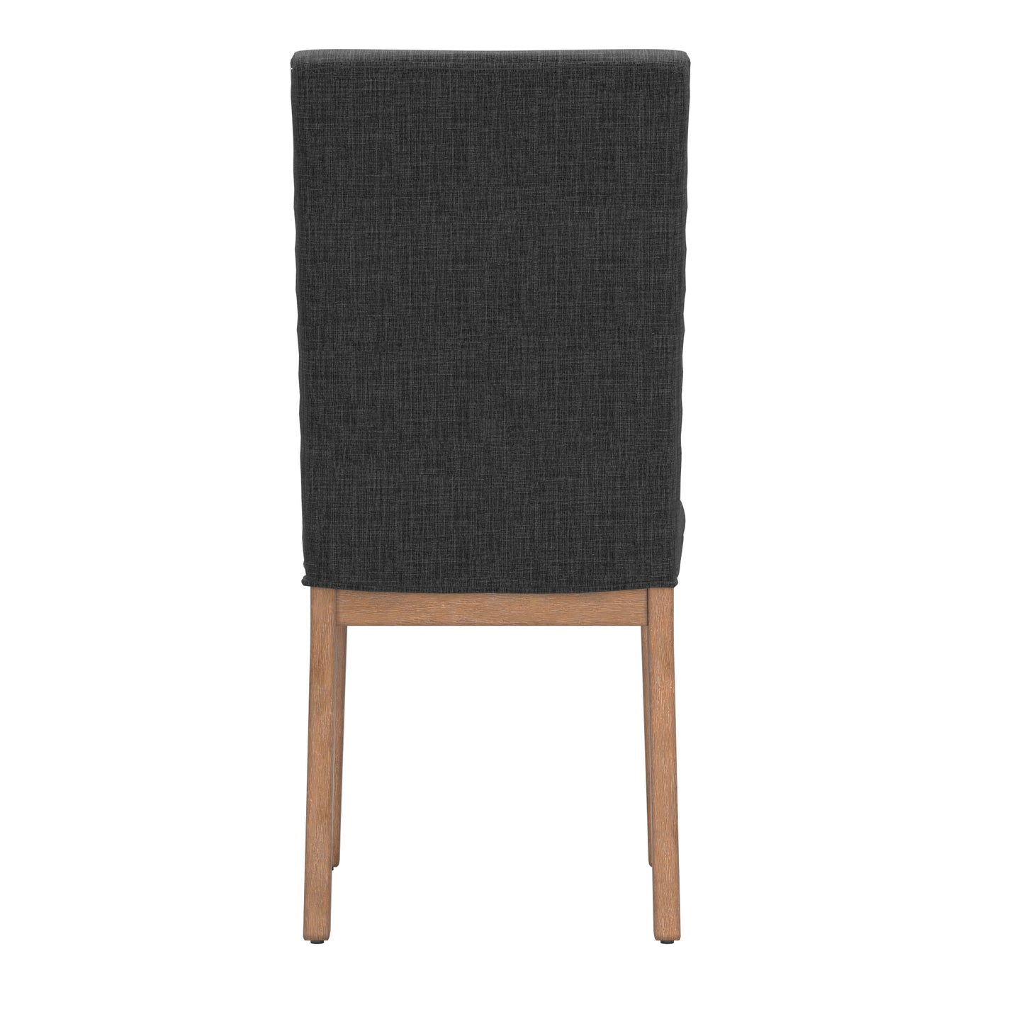 Nailhead Accent Parson Linen Dining Chairs (Set of 2) - Dark Gray Linan, Natural Finish