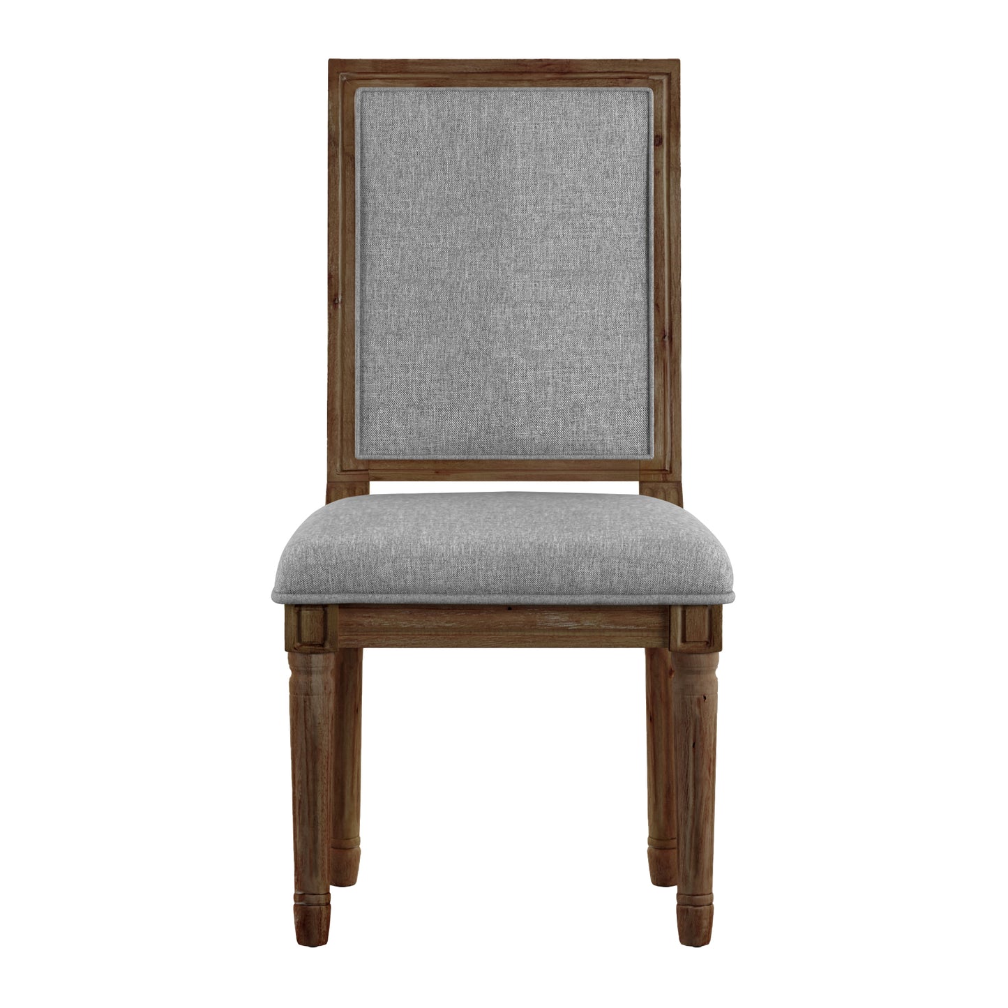 Rectangular Linen and Wood Dining Chairs (Set of 2) - Gray Linen, Brown Finish