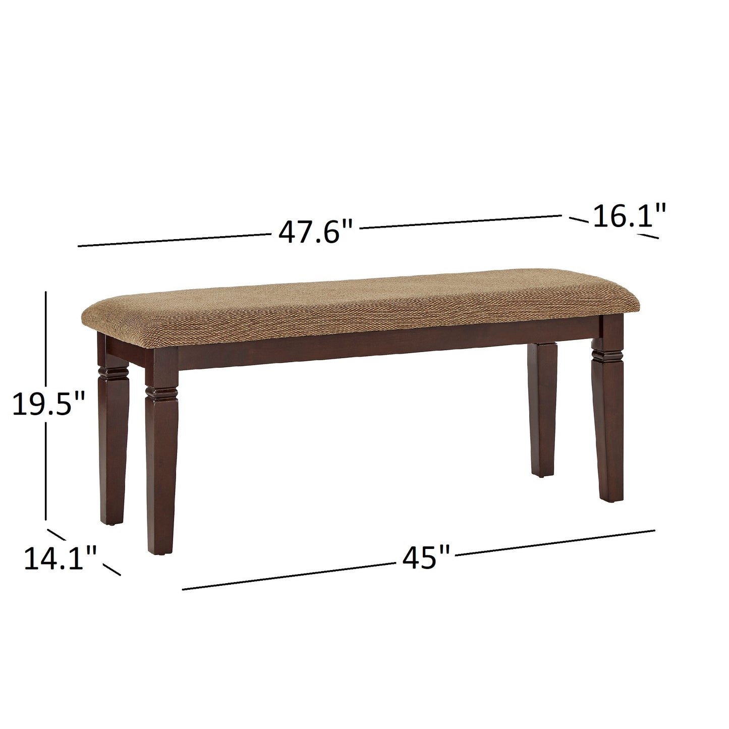 Espresso Finish Upholstered Dining Bench