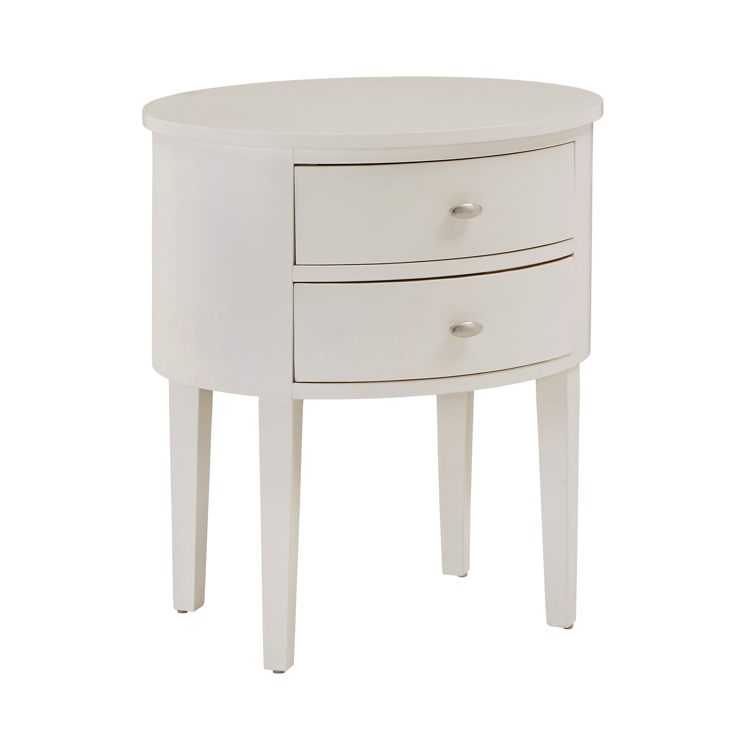 2-Drawer Oval Wood Accent Table - White