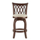 Scroll Back Swivel Stool - 24" Counter Height, Cherry Finish, Beige Linen