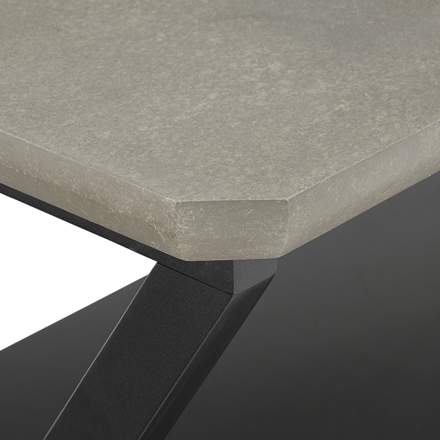 Black Finish Light Gray Fiber Cement Top End Table - End Table