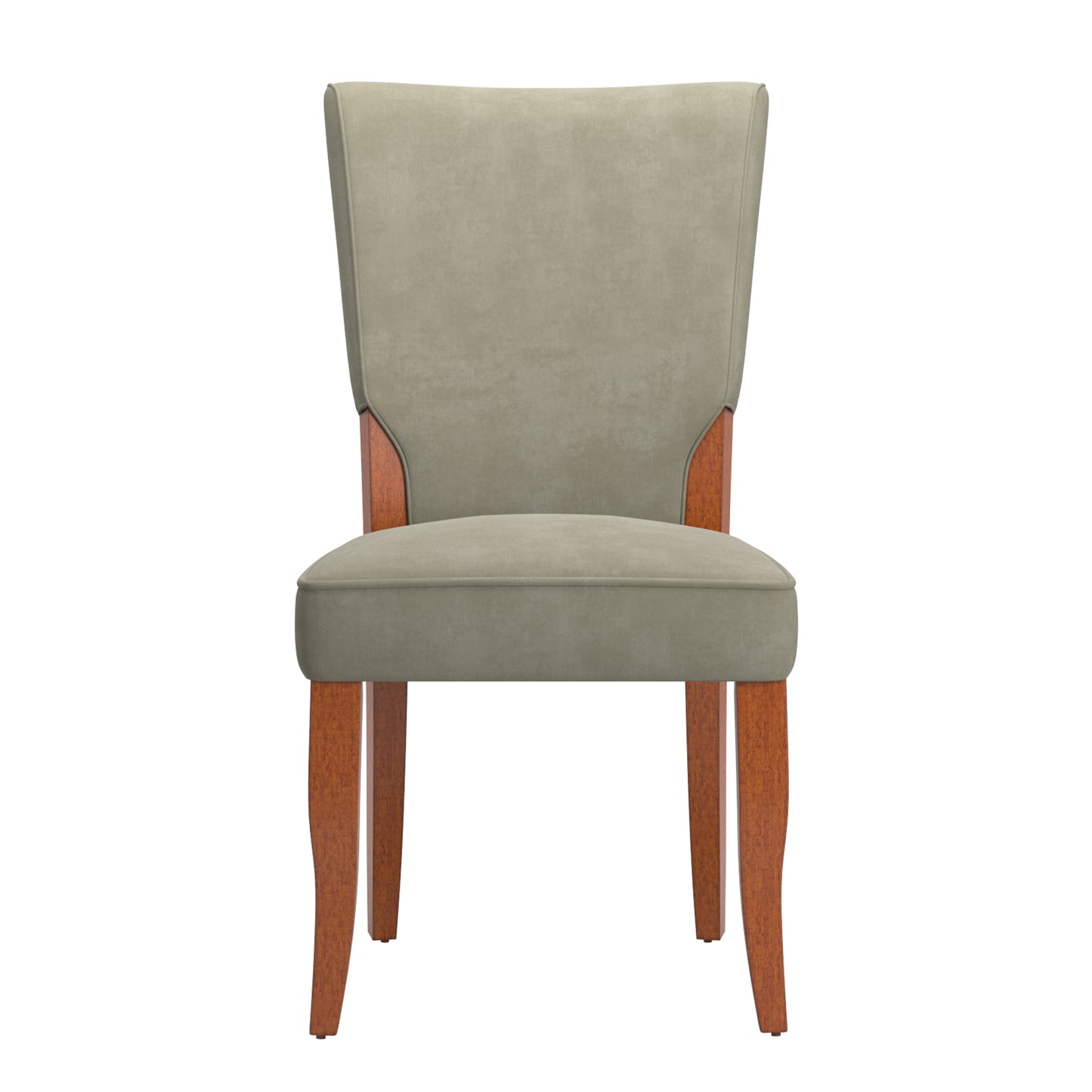 Velvet Upholstered Parsons Dining Chairs (Set of 2) - Cherry Finish, Olive Velvet