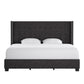 Tufted Linen Wingback Bed - Dark Gray Linen, King