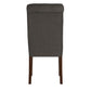 Tufted Rolled Back Parsons Chairs (Set of 2) - Brown Finish, Dark Gray Linan