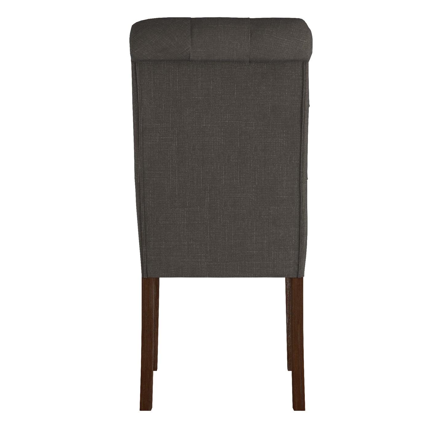 Tufted Rolled Back Parsons Chairs (Set of 2) - Brown Finish, Dark Gray Linan