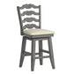 French Ladder Back Counter Height Swivel Stool - Antique Gray Finish